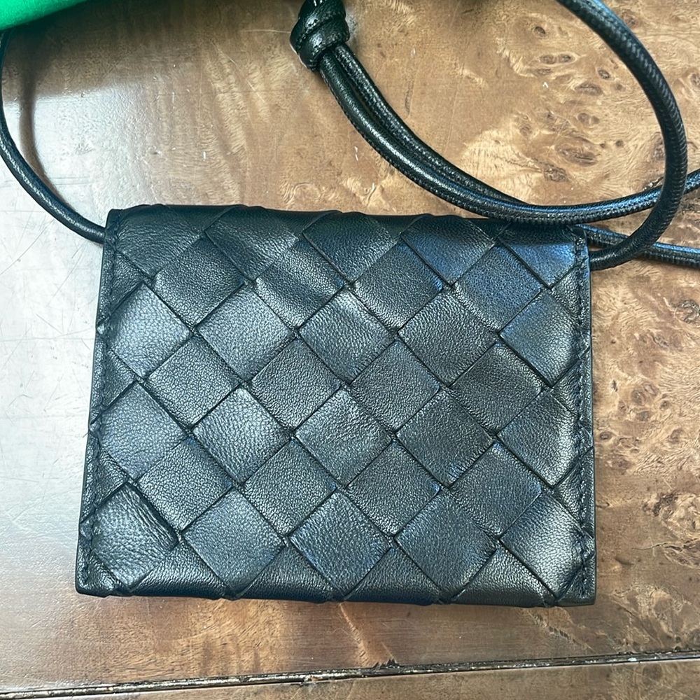 Bottega Veneta Black Strap Card Case